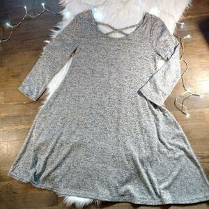 Olivia Rae Gray Cross Back A-Line Mini Dress